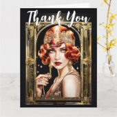 Carte Gatsby flapper fille rousse merci dans les années  (Fleur jaune)