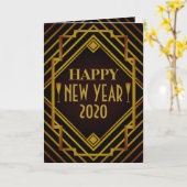 Carte Gatsby Gold Années 1920 Salutation de nouvel an (Fleur jaune)