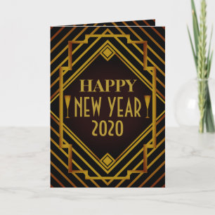 Carte Gatsby Gold Années 1920 Salutation de nouvel an