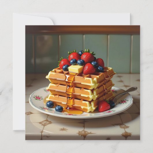 Carte gaufres aux fraises et bleuets (Devant)