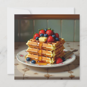Carte gaufres aux fraises et bleuets