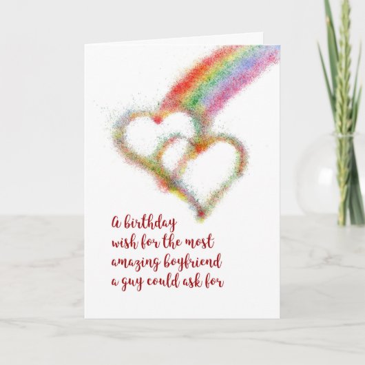 Carte Gay Anniversaire Souhaite pour petit ami, Coeurs (Devant)