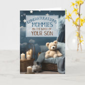 Carte Gay MOMS Blue Nouveau bébé Félicitations (Fleur jaune)