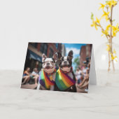 Carte Gay pride Boston Terriers (Fleur jaune)