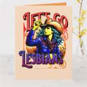 Carte GAY PRIDE LGBTQ Allons chez les lesbiennes (Fleur jaune)