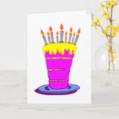 Carte Géant gâteau d'anniversaire rose (Fleur jaune)