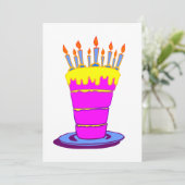 Carte Géant gâteau d'anniversaire rose (Debout devant)