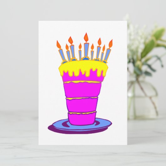 Carte Géant gâteau d'anniversaire rose (Debout devant)