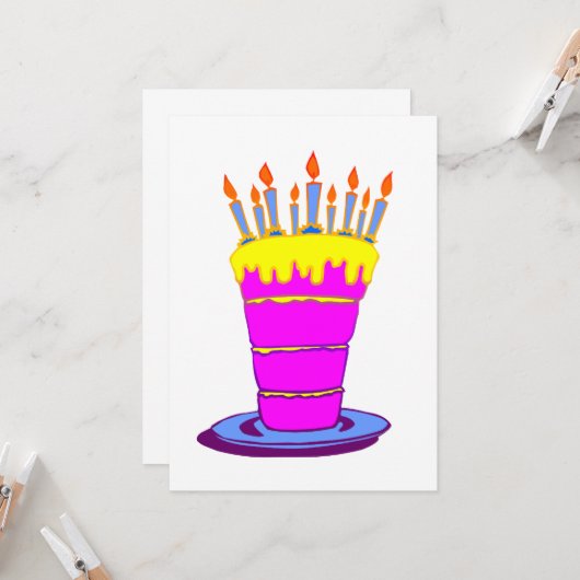 Carte Géant gâteau d'anniversaire rose (Devant/Arrière en situation)