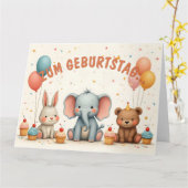 Carte Geburtstagsfreude mit tierischen Freunden (Fleur jaune)