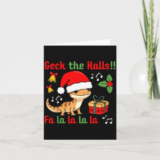 Carte Geck The Halls Leopard Gecko Christmas Pun Pet Own (Devant)