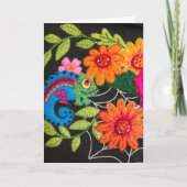 Carte Gecko Lizard Stitched Felt Beads Sequins (Devant)