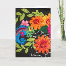 Gecko Lizard Stitched Felt Birthday