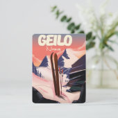 Carte Geilo Norvège belle affiche de ski. (Debout devant)