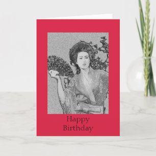 Carte Geisha Girl Happy Birthday Card