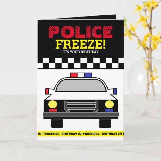 Carte Gèle ! Anniversaire du policier (Fleur jaune)