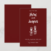 Carte Gem & Stylo Enregistrer la date Ruby (Devant / Derrière)