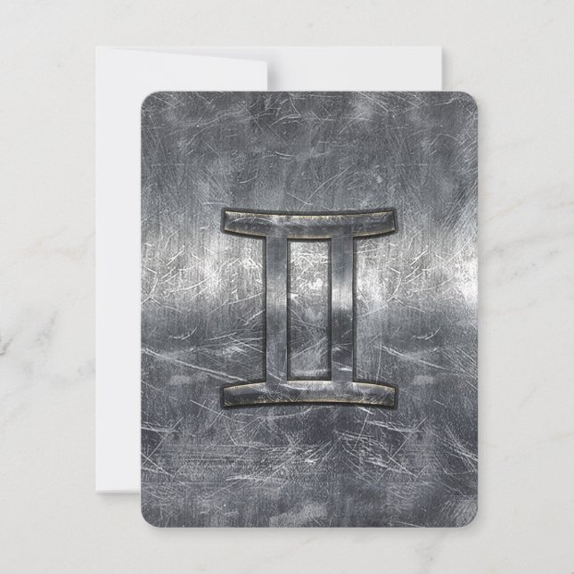 Carte Gemini Sign en Distressed Siver Steel (Devant)