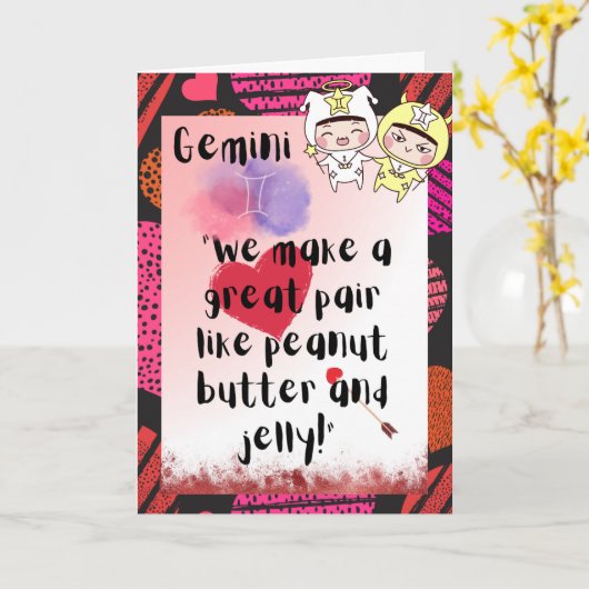 Carte Gemini Zodiac Valentines (Fleur jaune)