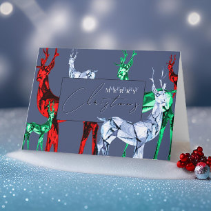 Carte Gemstone Crystal Reindeer Joyeux Noël