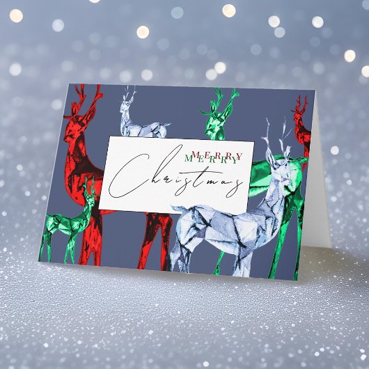 Carte Gemstone Crystal Reindeer Joyeux Noël