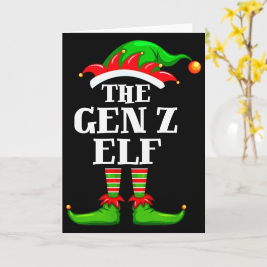 Carte Gen Z Elf Matching Family Group Christmas Party Py (Fleur jaune)