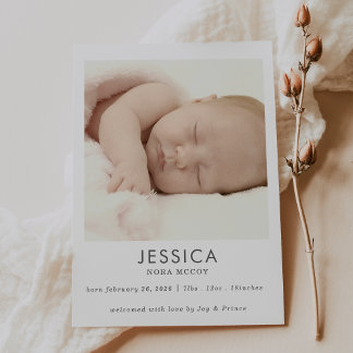 Carte Gender Neutral Photo Baby Announcement Card
