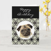 Carte General Birthday Pug, Pet Dog (Fleur jaune)