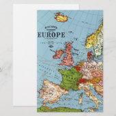 Carte générale de l'Europe du XXe siècle vintage (Devant / Derrière)