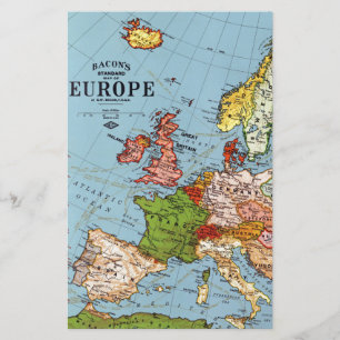 Carte générale de l'Europe vintage du 20e siècle