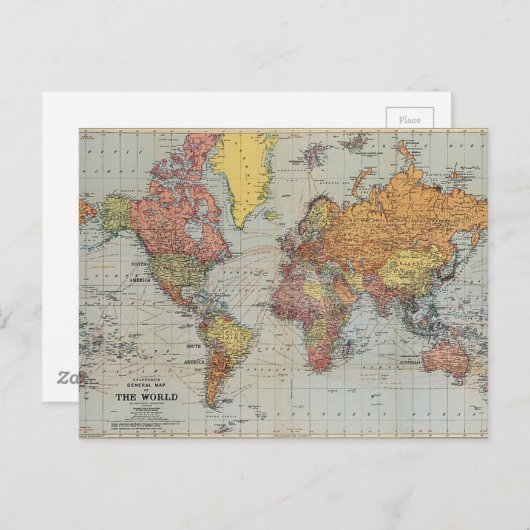 Carte générale vintage du monde (Devant / Derrière)