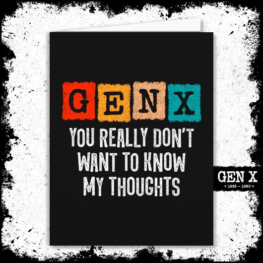Carte Génération X 80s Kid Gen X Gen Xer Funny Gen X