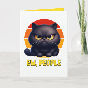 Carte Gens bizarres Introverti drôle Chat noir Sarcastiq