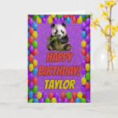 Carte Gentil Panda Mignon Ours Message Joyeux Anniversai (Fleur jaune)