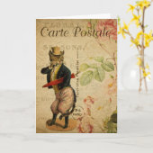 Carte Gentleman Cat Vintage French Postcard Card (Fleur jaune)