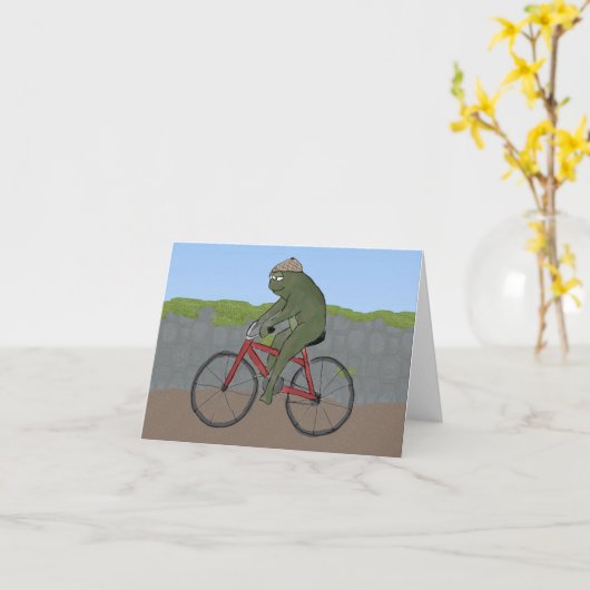 Carte Gentleman Frog on a Bicycle Note Card (Fleur jaune)