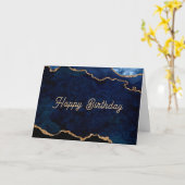 Carte Geode Blue Gilded Birthday (Fleur jaune)