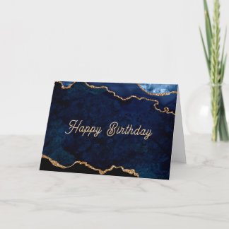 Carte Geode Blue Gilded Birthday