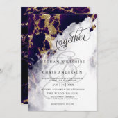 Carte Géode d'aquarelle profonde Améthyste BarefootBride (Devant / Derrière)