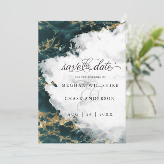 Carte Géode d'aquarelle Sapphire turquoise BarefootBride (Debout devant)