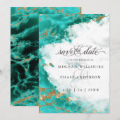 Carte Géode d'aquarelle turquoise moderne BarefootBride™ (Devant / Derrière)