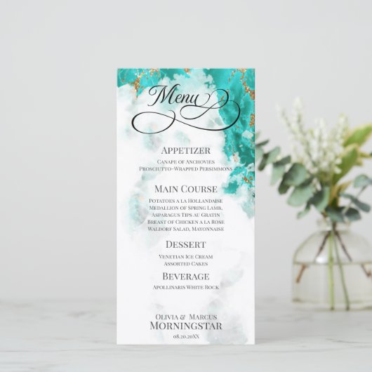 Carte Géode Turquoise Aquarelle (Debout devant)