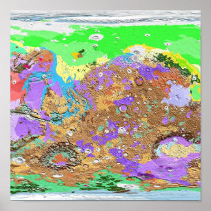 Carte géologique de Mars Poster