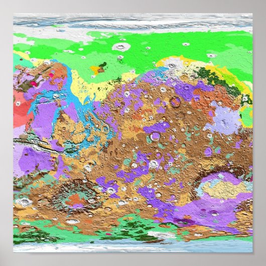 Carte géologique de Mars Poster (Devant)