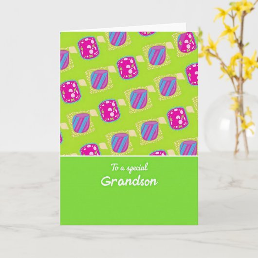 Carte Geometric Pattern Grandson Card (Fleur jaune)