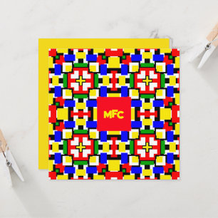 Carte Géométrie rouge, jaune, noir, bleu et vert