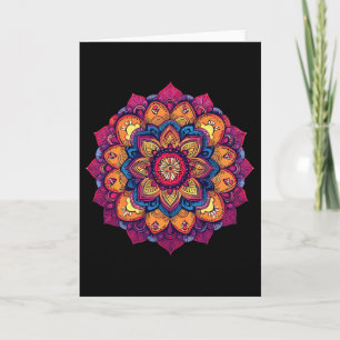 Carte Géométrie sacrée colorée mandala lotus yoga