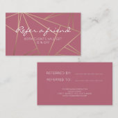 Carte géométrique de référence d'or rose élégant (Devant / Derrière)