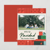 Carte géométrique "Feliz Navidad" 1 Photo (Devant / Derrière)