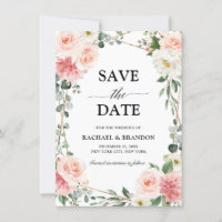 Géométrique florale rose vif Enregistrer la date